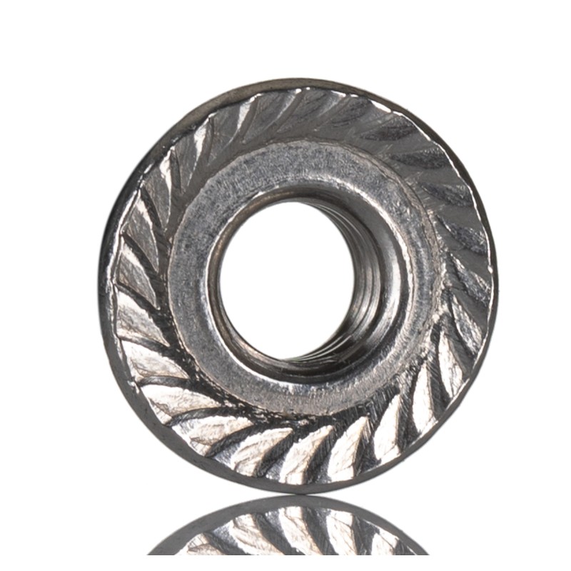 200 pcs - RS PRO, Plain Stainless Steel Flanged Hex Nut, DIN 6923, M6