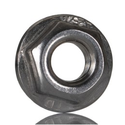 200 pcs - RS PRO, Plain Stainless Steel Flanged Hex Nut, DIN 6923, M6