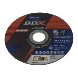 5 pcs - Norton Cutting Disc Aluminium Oxide Cutting Disc, 125mm x 1.6mm Thick, P46 Grit, BDX, 5 in pack