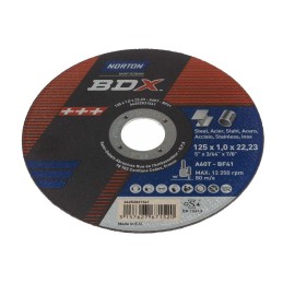5 pcs - Norton Cutting Disc Aluminium Oxide Cutting Disc, 125mm x 1mm Thick, Medium Grade, P60 Grit, BDX, 5 in pack