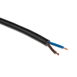 1 Reel of 100 M - RS PRO 2 Core Power Cable, 1.5 mm², 100m, Black PVC Sheath, 3182Y, 15 A, 500 V