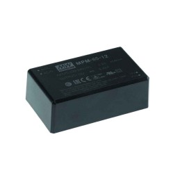 1 pcs - MEAN WELL Switching Power Supply, MPM-65-12, 12V dc, 3.75A, 65W, 1 Output, 80 - 264V ac Input Voltage