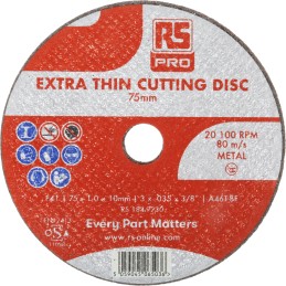 10 pcs - RS PRO Aluminium Oxide Cutting Disc, 75mm x 1mm Thick, Fine Grade, P120 Grit, 10 in pack