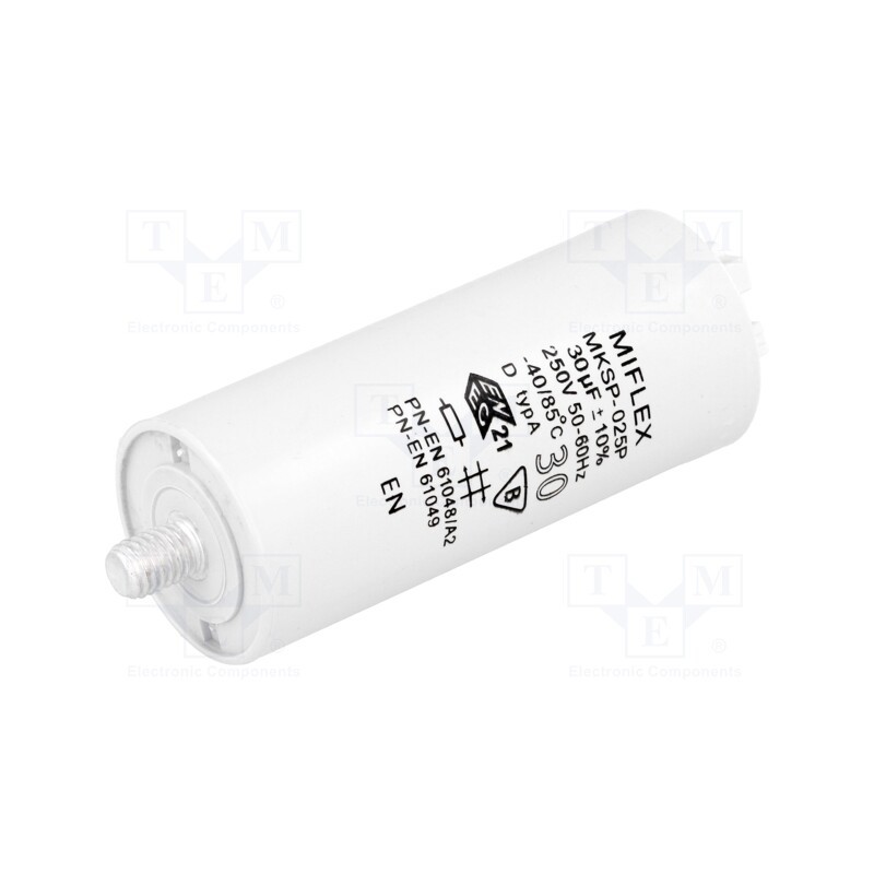 1 pcs x MIFLEX - I52KU630K-F22 - Capacitor: for discharge lamp, 30uF, 250VAC, ±10%, Ø40x83mm, 6