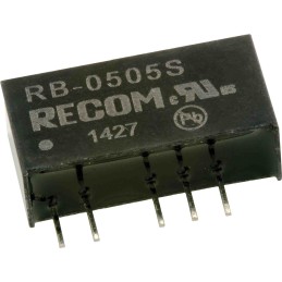 1 pcs - Recom RB DC-DC Converter, 5V dc/ 200mA Output, 4.5 - 5.5 V dc Input, 1W, Through Hole, +85°C Max Temp -40°C Min