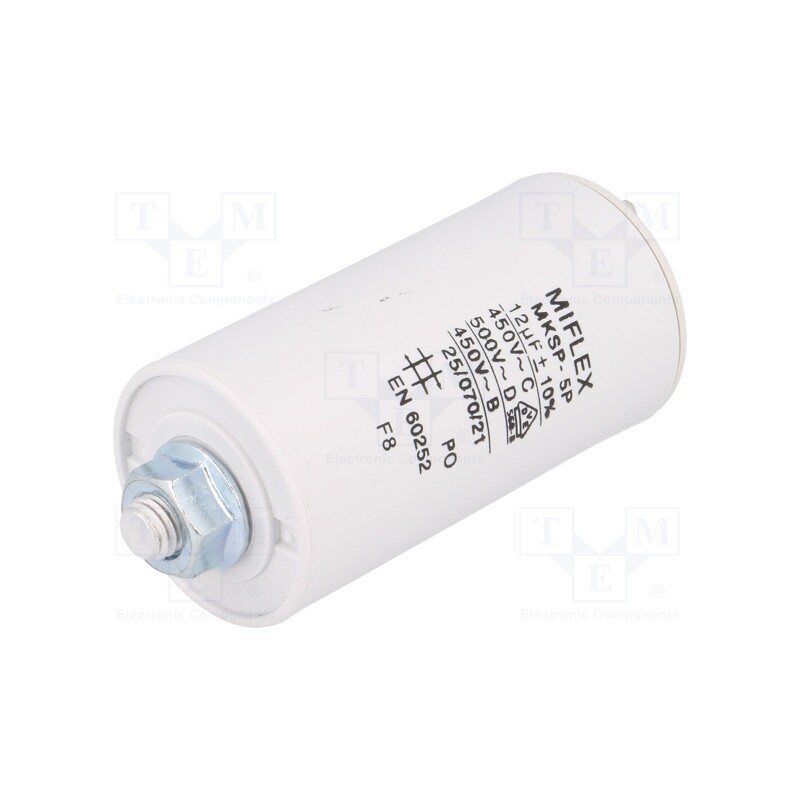 1 pcs x MIFLEX - I15KV612K-B - Capacitor: motors, run, 12uF, 450V, Ø35x83mm, -25÷70°C, ±10%, 2