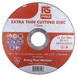 10 pcs - RS PRO Aluminium Oxide Cutting Disc, 115mm x 1mm Thick, P60 Grit, 10 in pack