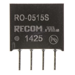 1 pcs - Recom RO DC-DC Converter, 15V dc/ 66mA Output, 4.5 - 5.5 V dc Input, 1W, Through Hole, +85°C Max Temp -40°C Min