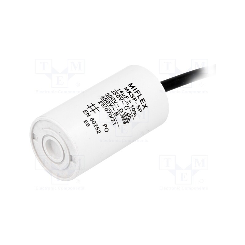1 pcs x MIFLEX - I150V614K-C1 - Capacitor: motors, run, 14uF, 450V, Ø35x65mm, -25÷70°C, ±10%, 3