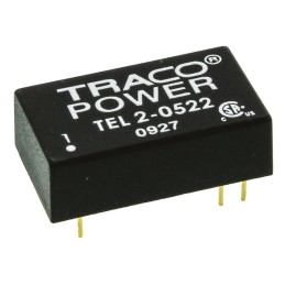 1 pcs - TRACOPOWER TEL 2 DC-DC Converter, ±12V dc/ ±85mA Output, 4.5 - 9 V dc Input, 2W, Through Hole, +75°C Max Temp