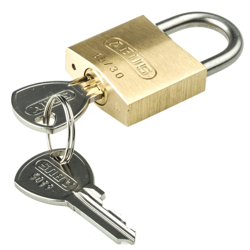 1 pcs - ABUS Key Weatherproof Brass, Stainless Steel Weatherproof Padlock, Keyed Alike, 5mm Shackle, 30mm Body