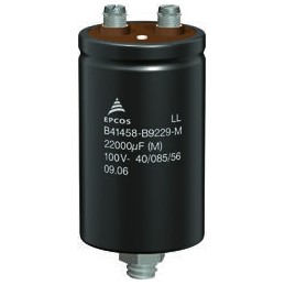 5 pcs - EPCOS 22000μF Aluminium Electrolytic Capacitor 100V dc, Stud Mount - B41458B9229M000