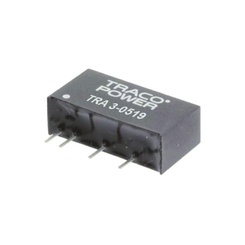 1 pcs - TRACOPOWER TRA 3 DC-DC Converter, 5V dc/ 600mA Output, 4.5 - 5.5 V dc Input, 3W, Through Hole, +85°C Max Temp