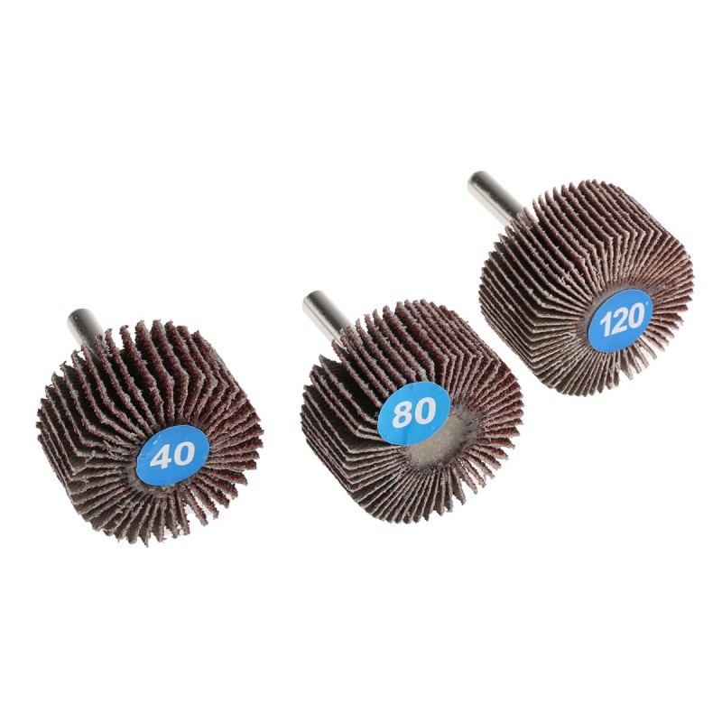 3 pcs - RS PRO Aluminium Oxide Flap Wheel, 40mm Diameter, P40, P80, P120 Grit