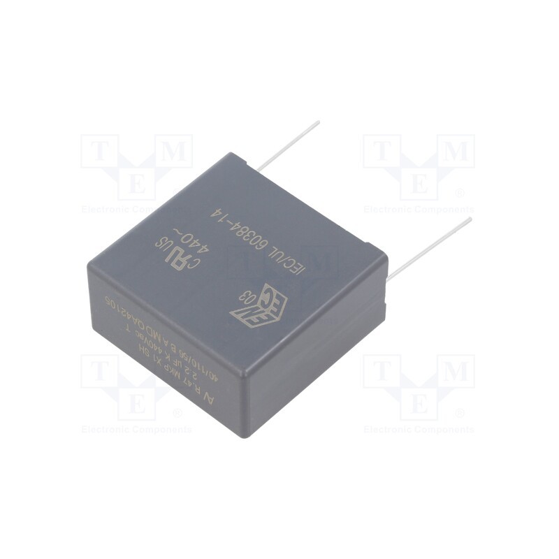 1 pcs x KEMET - R474W422050A1KV057 - Capacitor: polypropylene, 2.2uF, 41.5x40x20mm, THT, ±10%, 37.5mm