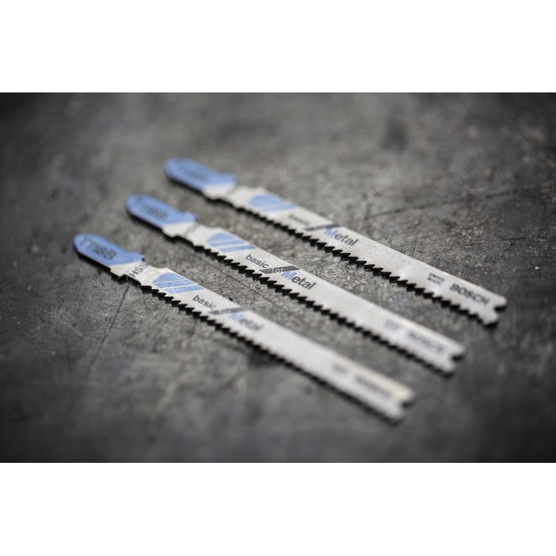 3 pcs - Bosch, 11 - 13 Teeth Per Inch 50mm Cutting Length Jigsaw Blade, Pack of 3