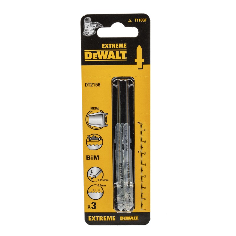 3 pcs - DeWALT, 36 Teeth Per Inch 50mm Cutting Length Jigsaw Blade, Pack of 3