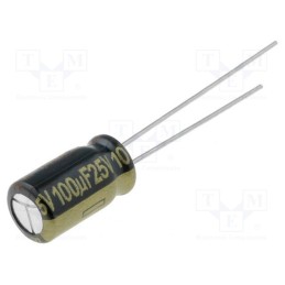 1 pcs x PANASONIC - EEUFM1E101 - Capacitor: electrolytic, low ESR, THT, 100uF, 25VDC, Ø6.3x11.2mm
