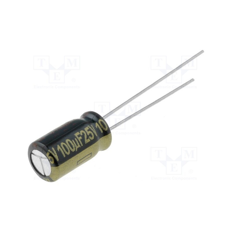 1 pcs x PANASONIC - EEUFM1E101 - Capacitor: electrolytic, low ESR, THT, 100uF, 25VDC, Ø6.3x11.2mm