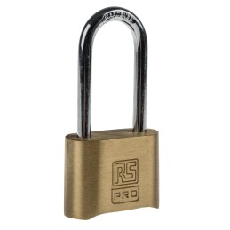 1 pcs - RS PRO Combination Weatherproof Brass, Steel Padlock, 7mm Shackle, 53mm Body