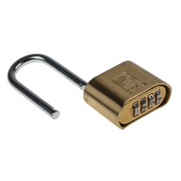 1 pcs - RS PRO Combination Weatherproof Brass, Steel Padlock, 7mm Shackle, 53mm Body