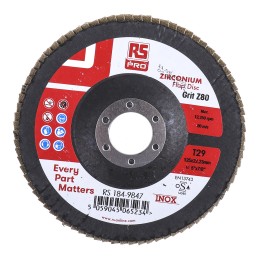 5 pcs - RS PRO Zirconium Dioxide Flap Disc, 125mm, P80 Grit