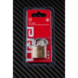 1 pcs - RS PRO Key Weatherproof Brass Padlock, 5mm Shackle, 30mm Body