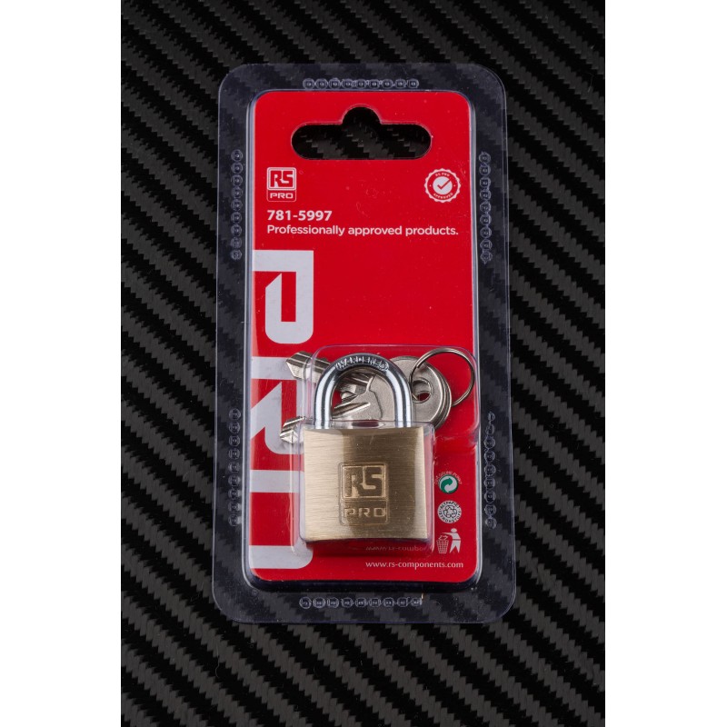 1 pcs - RS PRO Key Weatherproof Brass Padlock, 5mm Shackle, 30mm Body