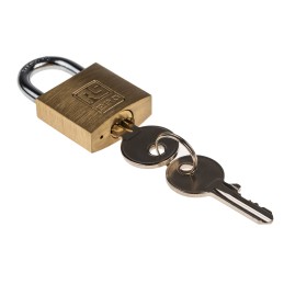 1 pcs - RS PRO Key Weatherproof Brass Padlock, 5mm Shackle, 30mm Body