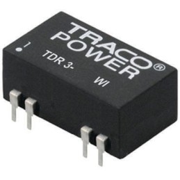 1 pcs - TRACOPOWER TDR 3WI DC-DC Converter, 5V dc/ 600mA Output, 9 - 36 V dc Input, 3W, Through Hole, +85°C Max Temp