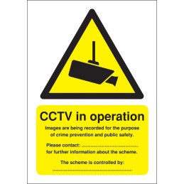 1 pcs - RS PRO Polypropylene Security Label, CCTV Sign, English, 210 mm x 148mm