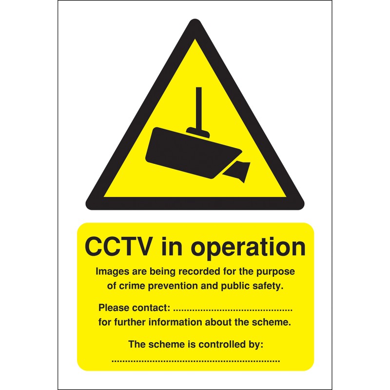 1 pcs - RS PRO Polypropylene Security Label, CCTV Sign, English, 210 mm x 148mm