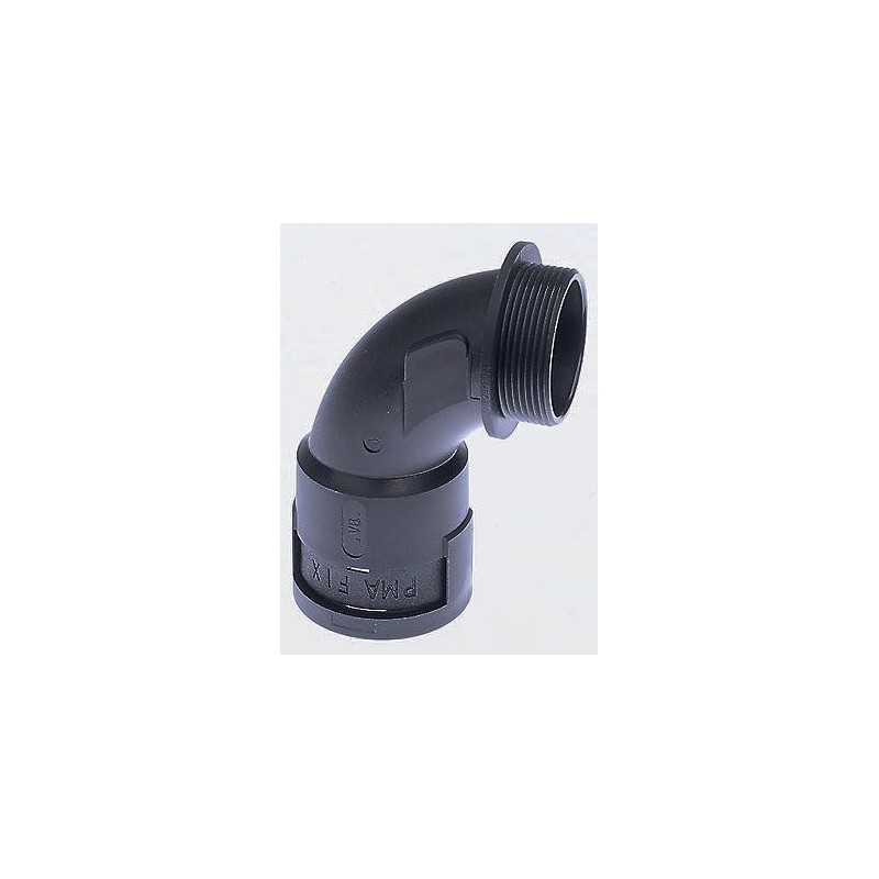2 pcs - PMA 90° Curved Elbow, Cable Conduit Fitting, 17mm Nominal Size, PG16, PA 6, Black