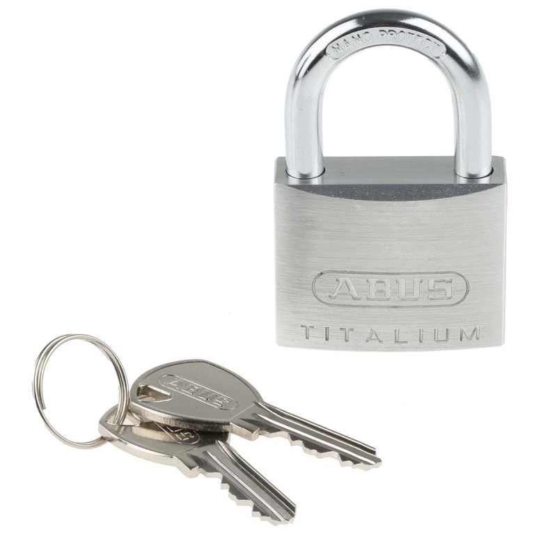 1 pcs - ABUS 64TI Key Weatherproof Titanium Weatherproof Padlock, Keyed Alike, 6.5mm Shackle, 40mm Body