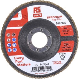 5 pcs - RS PRO Zirconium Dioxide Flap Disc, 115mm, P120 Grit