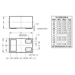 25 pcs - P-Channel MOSFET, 990 mA, 20 V X1-DFN1006-3 Diodes Inc DMP2900UFB-7B