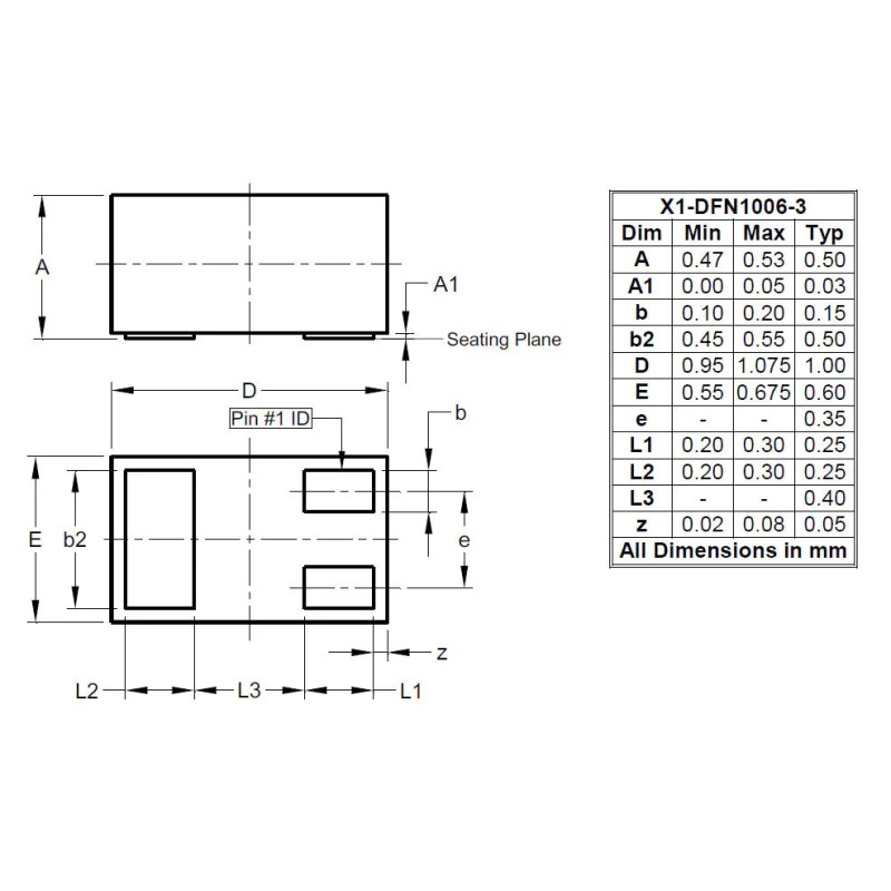 25 pcs - P-Channel MOSFET, 990 mA, 20 V X1-DFN1006-3 Diodes Inc DMP2900UFB-7B