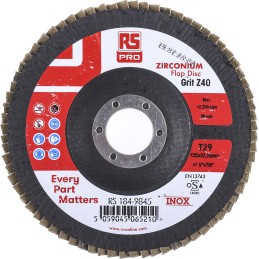 5 pcs - RS PRO Zirconium Dioxide Flap Disc, 125mm, P40 Grit