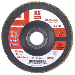 5 pcs - RS PRO Zirconium Dioxide Flap Disc, 125mm, P60 Grit, 5 in pack
