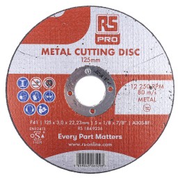 5 pcs - RS PRO Aluminium Oxide Cutting Disc, 125mm x 3mm Thick, P120 Grit, 5 in pack