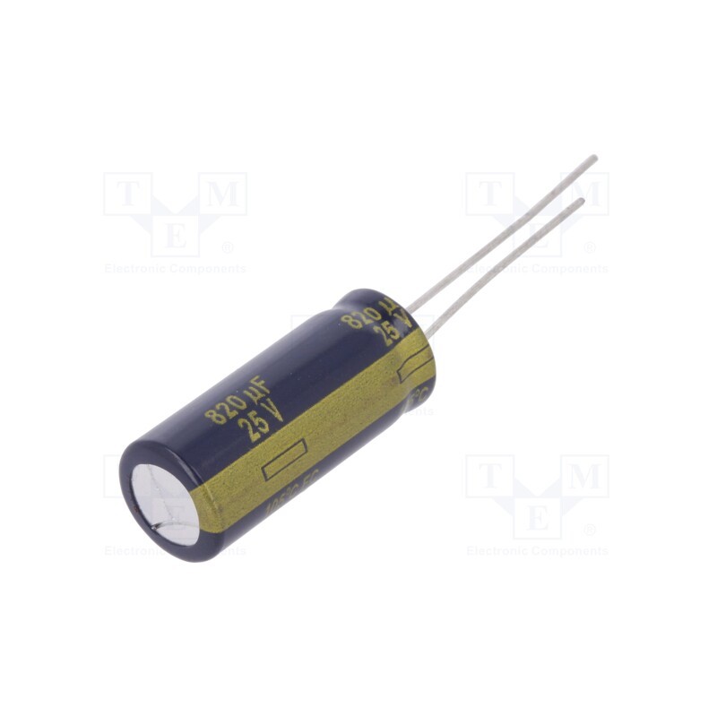 1 pcs x PANASONIC - EEUFC1E821 - Capacitor: electrolytic, low ESR, THT, 820uF, 25VDC, Ø10x25mm, ±20%