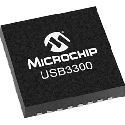 10 pcs - Microchip USB3300-EZK-TR, USB Transceiver, 3-Channel, OTG, USB 2.0, UTMI + ULPI, 3.3 V, 32-Pin QFN