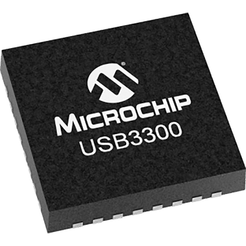 10 pcs - Microchip USB3300-EZK-TR, USB Transceiver, 3-Channel, OTG, USB 2.0, UTMI + ULPI, 3.3 V, 32-Pin QFN
