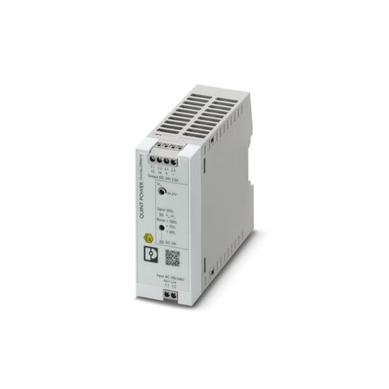 1 pcs - Phoenix Contact AC-DC Power Supply, 2904614, 24V dc, 2.5A, Dual Output, 100 - 240V ac Input Voltage