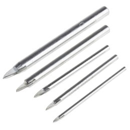 1 Set - RS PRO 5-Piece Glass Drill Bit Set, 8mm Max, 4mm Min, Carbide Tipped Bits