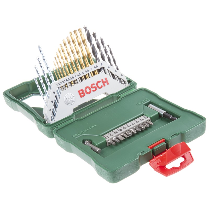 1 Set - Bosch 30-Piece Twist Drill Bit Set for Multi-Material, 8mm Max, 1.5mm Min, HSS Bits