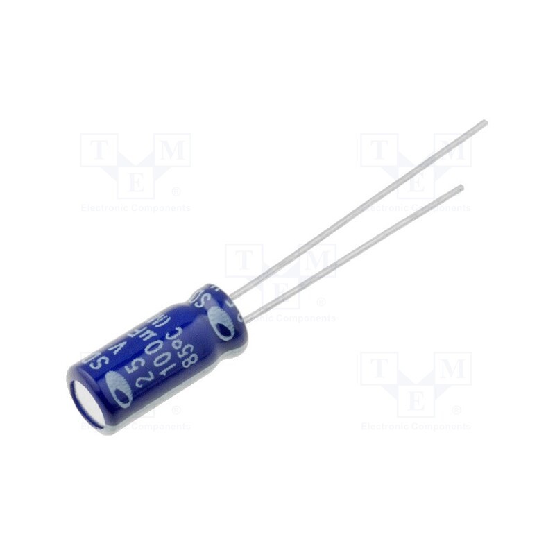20 pcs x SAMWHA - SD1E107M05011PC - Capacitor: electrolytic, THT, 100uF, 25VDC, Ø5x11mm, Pitch: 2mm