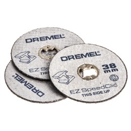 1 Set - Dremel Aluminium Oxide Cutting Disc, 38mm x 1.12mm Thick, Very Fine Grade, P60 Grit, EZ Speedclic, 12 in pack