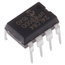 10 pcs - Microchip 24LC64-I/P, 64kbit Serial EEPROM Memory, 900ns 8-Pin PDIP Serial-I2C