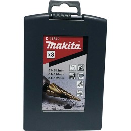 1 Set - Makita 3-Piece Step Drill Bit Set for Metal, 32mm Max, 4mm Min
